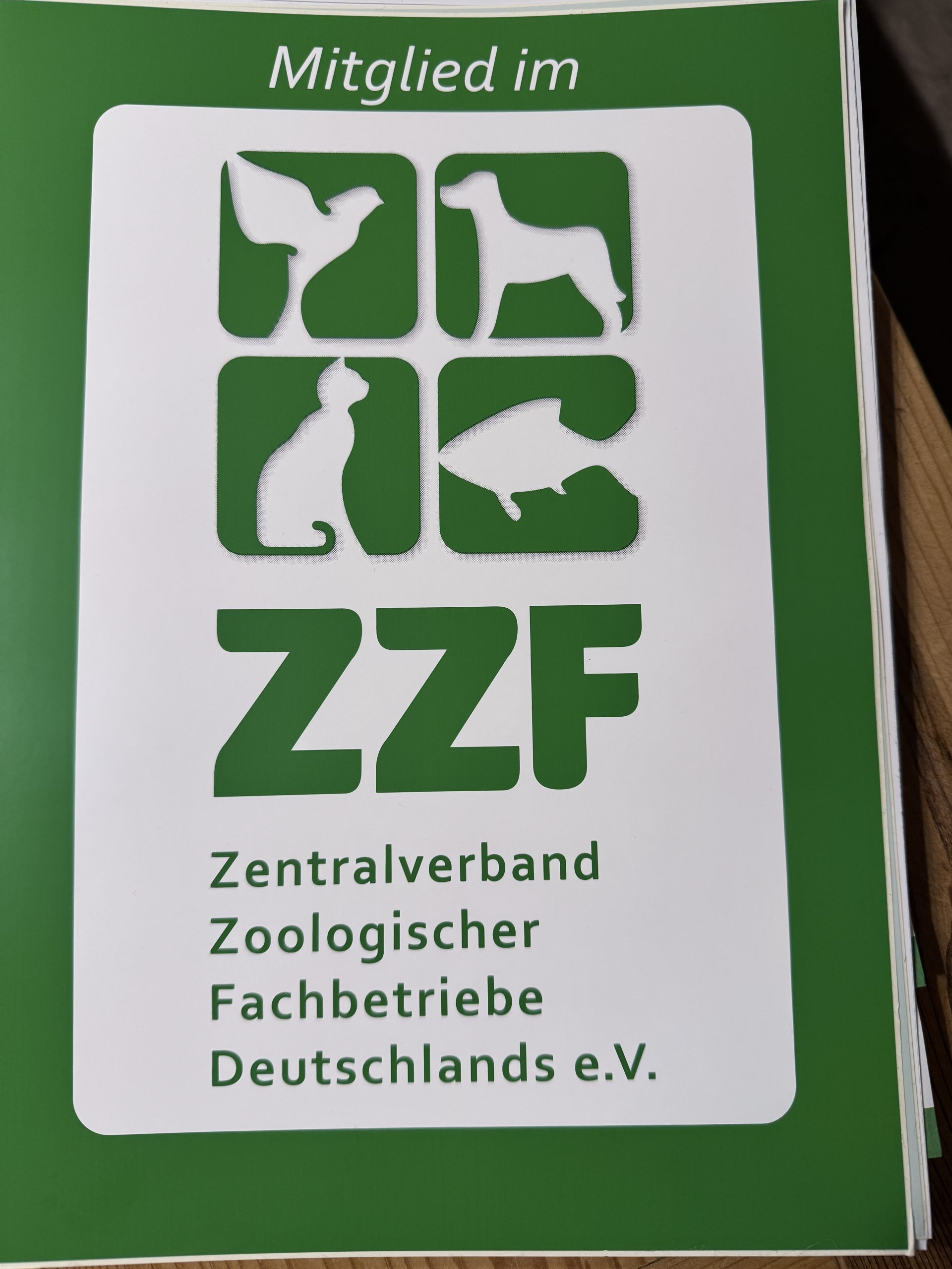ZZF Mitgliedsausweis – Zentralverband Zoologischer Fachbetriebe